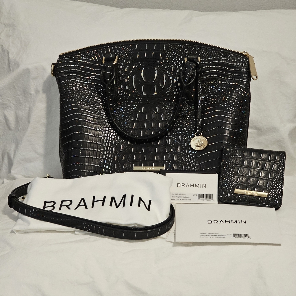 Brahmin Black Regal Mini Melbourne Set